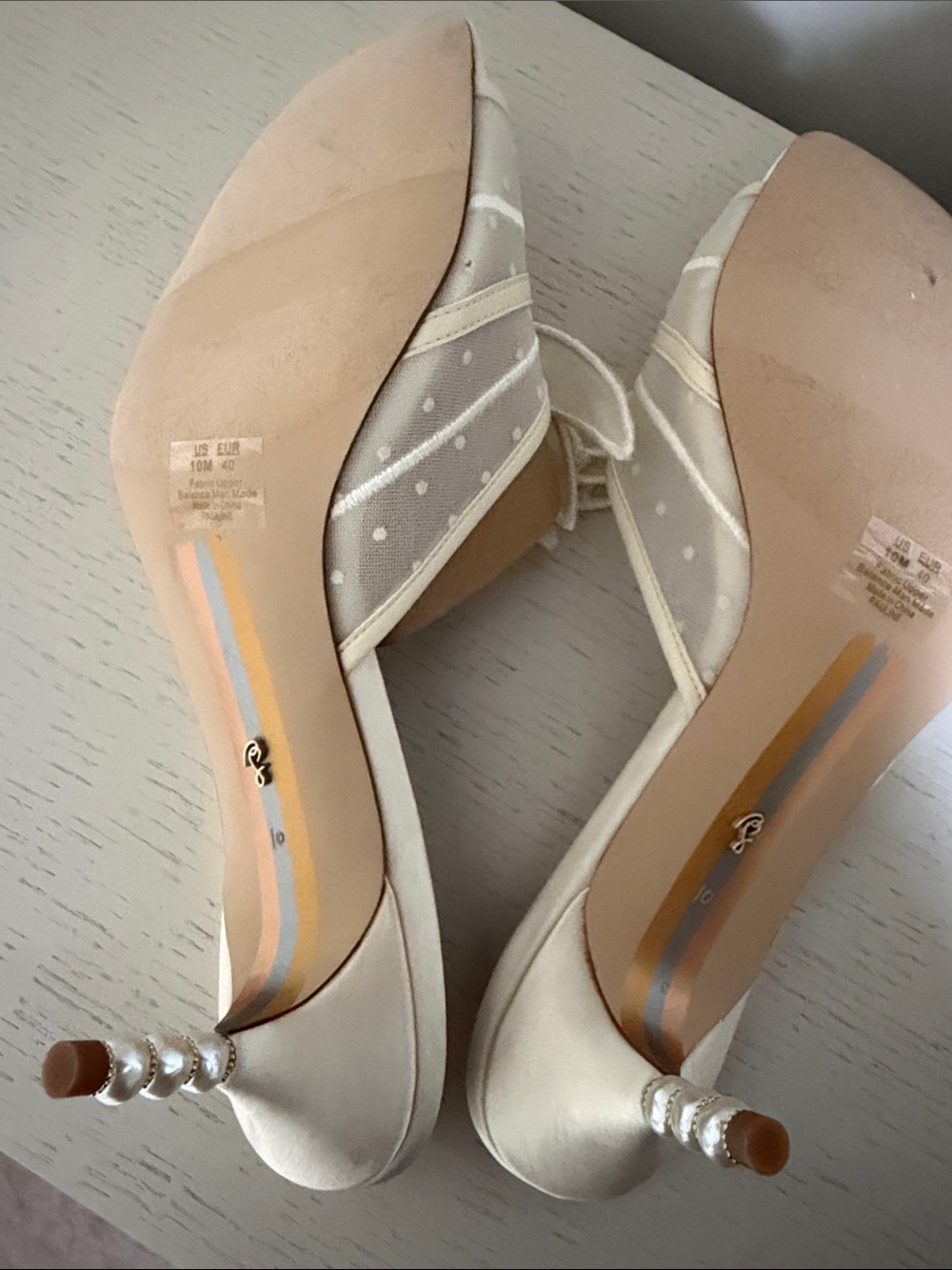 Sam Edelman Cream Floral Embellished Slide Heels - Picture 5 of 6